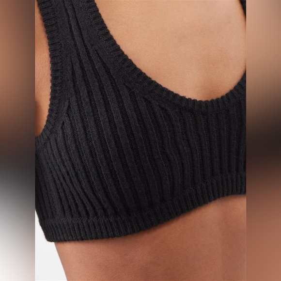 Khaite Scoop-Neck Ribbed Cashmere-Blend Cropped Top - NWT - Size XS - Picture 2 of 5